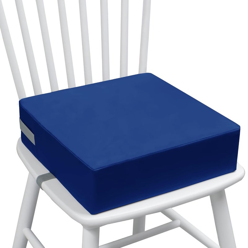 Eiury Toddler Booster Seat Dining Table Kitchen Chair, Waterproof Anti-Scratch PU Cushion, Non-Slip Bottom, Adjustable Buckle Straps, Easy Clean Portable Seat Cushion (Dark Blue) - Image 1